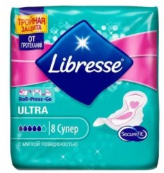 Прокладки женские, Libresse (Либресс) №8 ультра супер с мягкой поверхностью